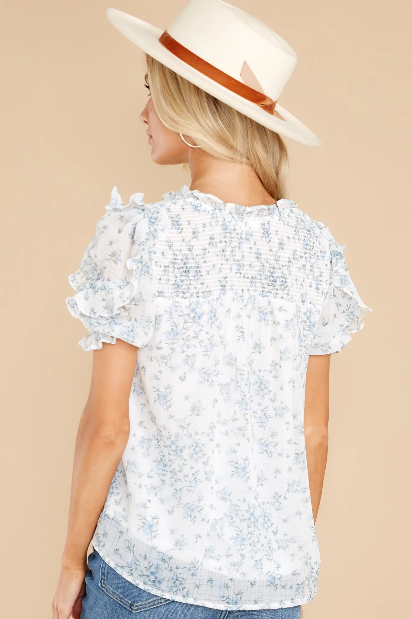 A Pretty Sight Blue Floral Print Top