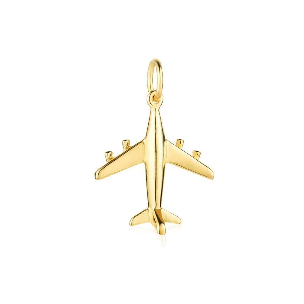 Airplane Charm Solid Gold Small