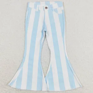 Baby Girls Jeans Blue Stripes Bell Flare Denim Pants P0469