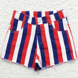 Baby Girls Jeans Shorts 4th Of July Stripe Denim Shorts SS0082