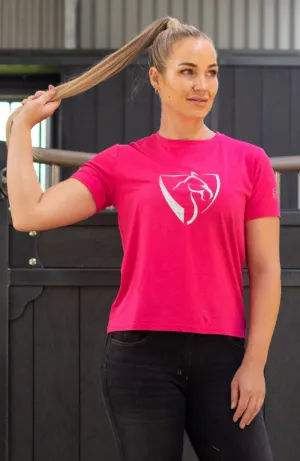 BARE Silver Logo T-Shirt - Dark Pink