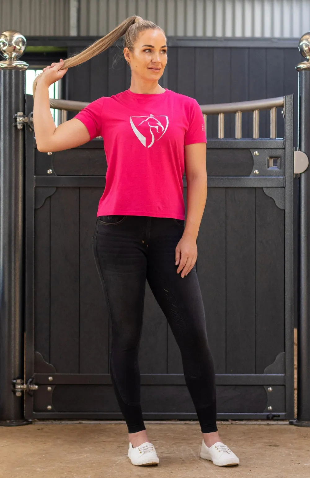 BARE Silver Logo T-Shirt - Dark Pink