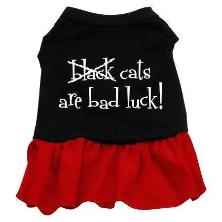 Black Cats are Bad Luck Screen Print Dress Black with Red Sm (10)