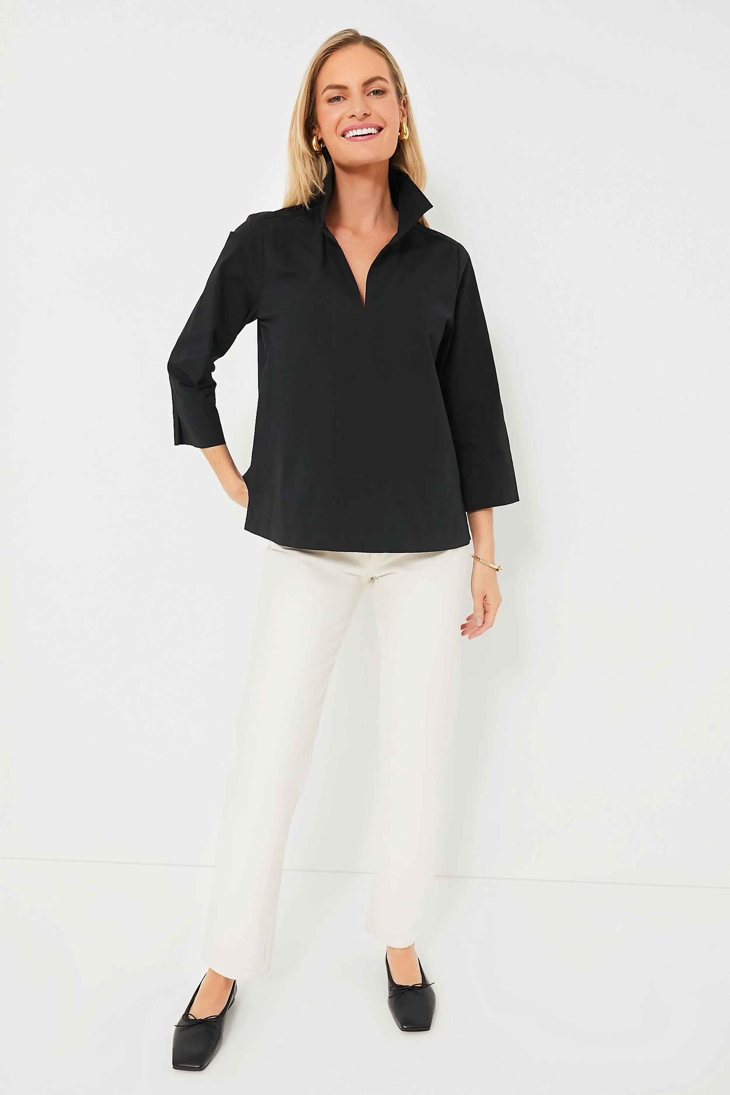 Black Sullivan Stand Collar Blouse