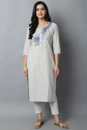 Blue Gray Modern Art Kurta Pants Set