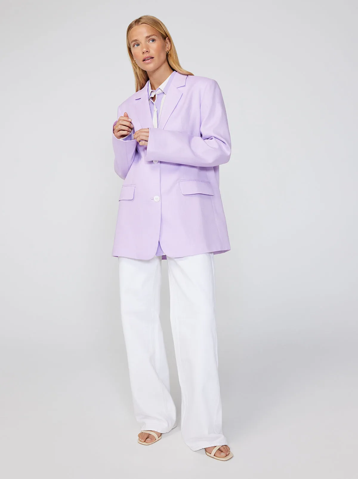 Brea Lilac Linen Oversized Blazer