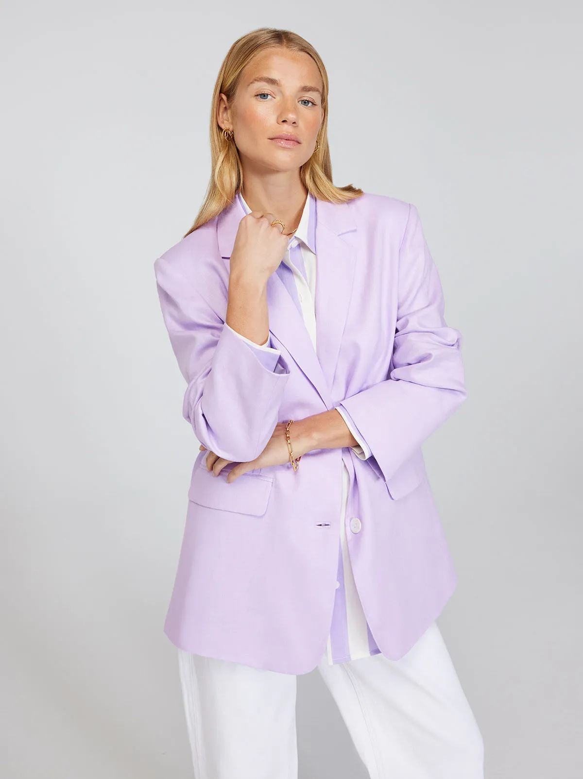 Brea Lilac Linen Oversized Blazer