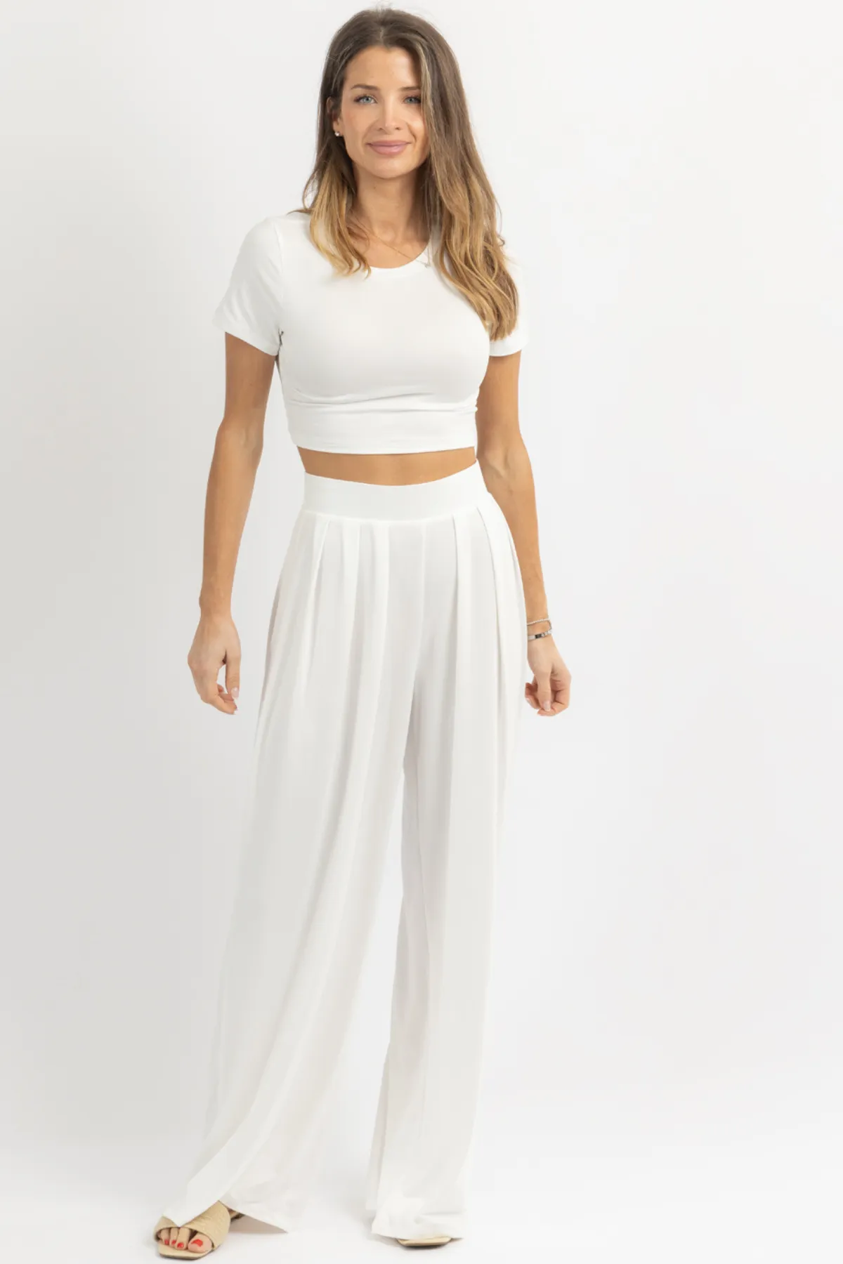 BUTTER SOFT WHITE PALAZZO PANT SET