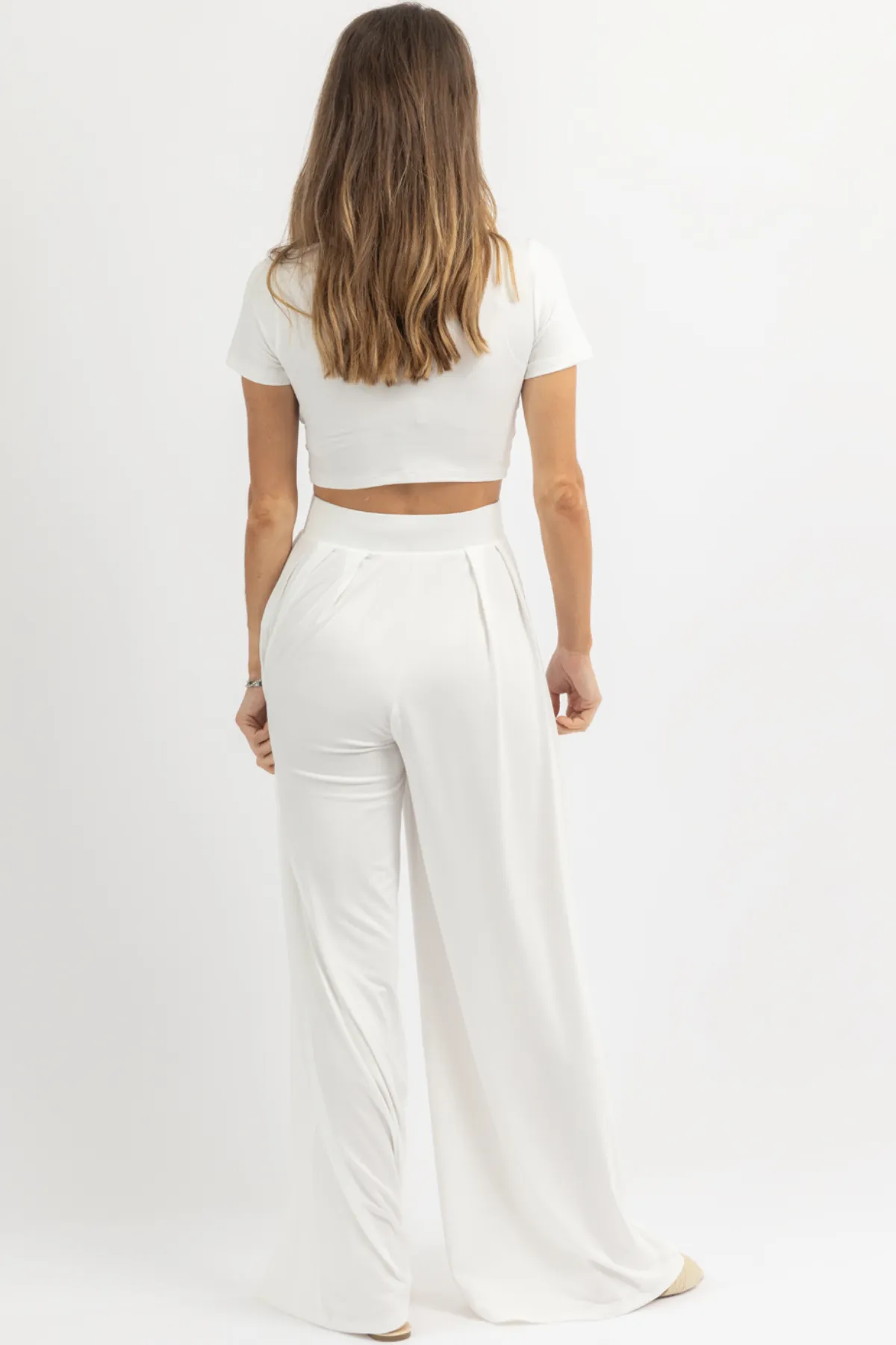 BUTTER SOFT WHITE PALAZZO PANT SET