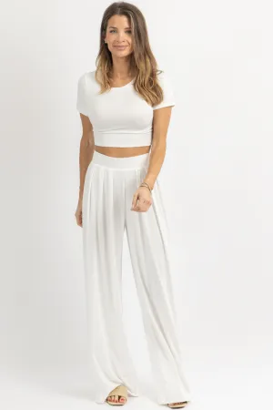 BUTTER SOFT WHITE PALAZZO PANT SET