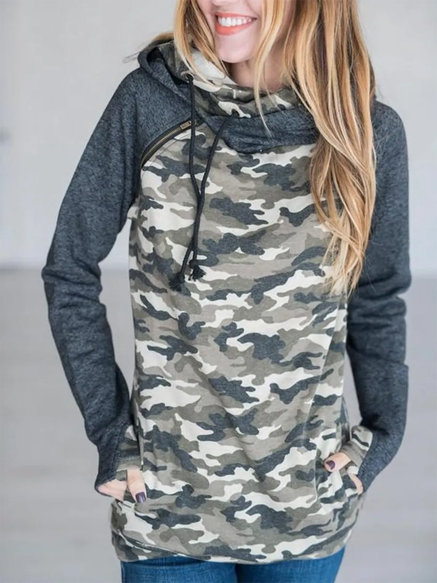 Camouflage Printed Pocket Sweatshirt