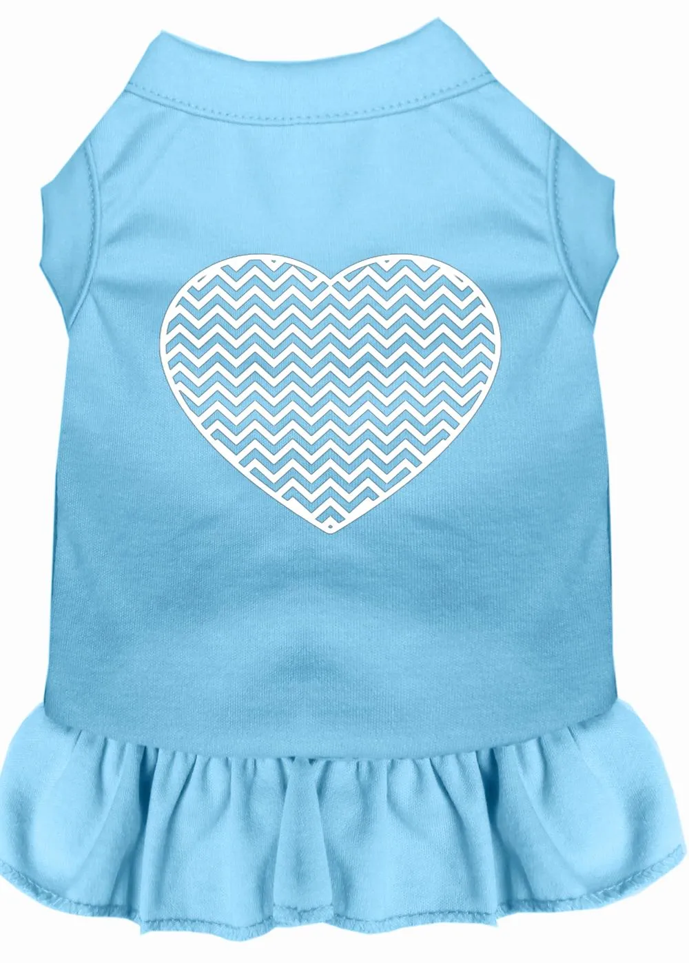 Chevron Heart Screen Print Dress Baby Blue Xs (8)