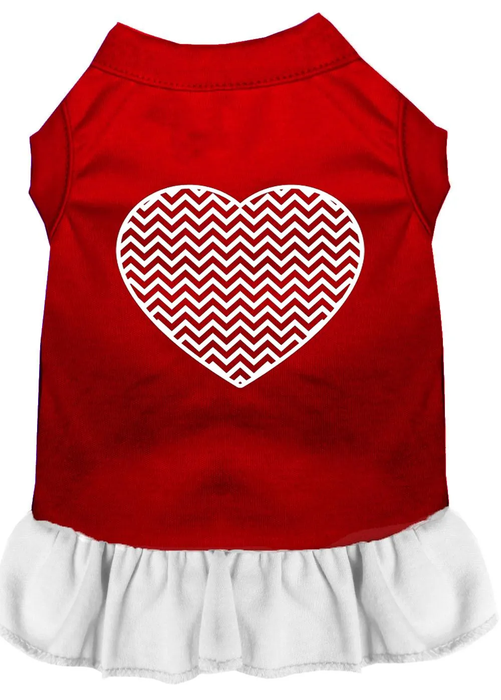 Chevron Heart Screen Print Dress Red With White Xl (16)