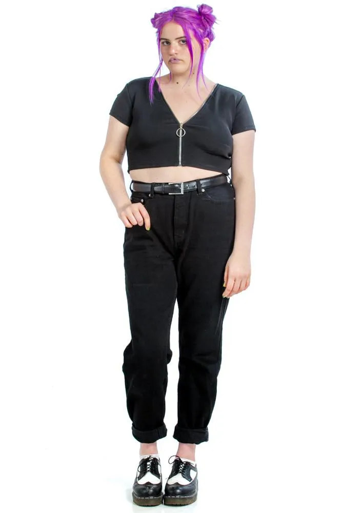 Classic Vintage Mom Jeans - Black