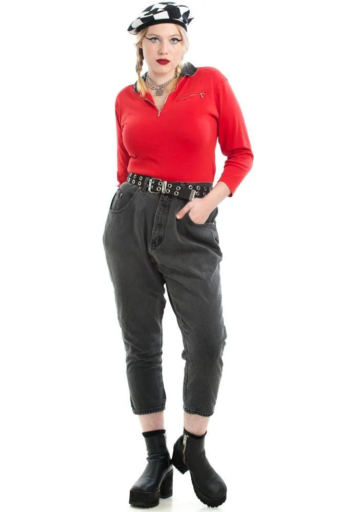 Classic Vintage Mom Jeans - Black