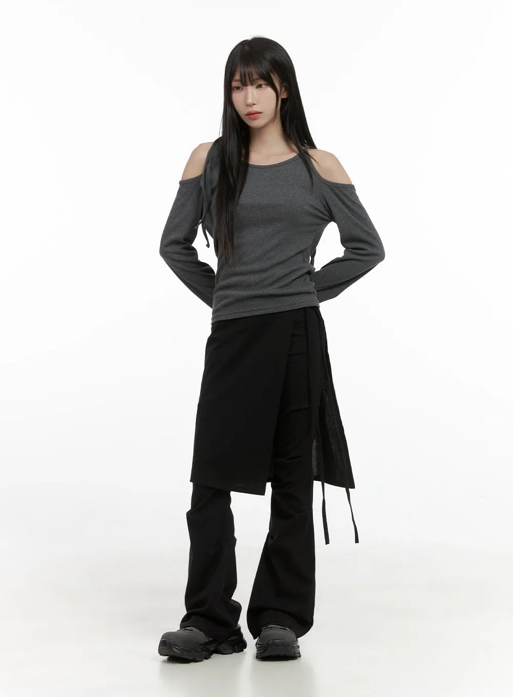 Elegant Pintuck Wrap Cotton Pants CS413