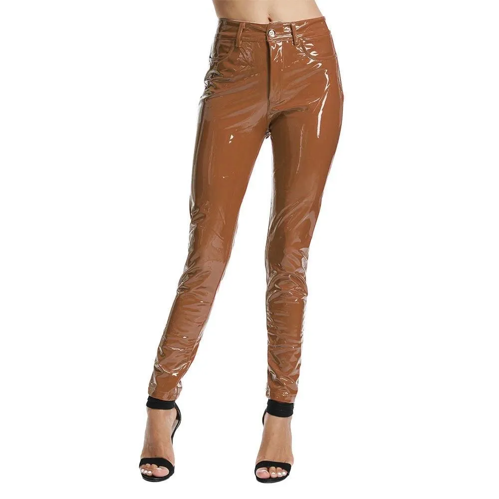 Elegant Stretch Leather Pants For Women