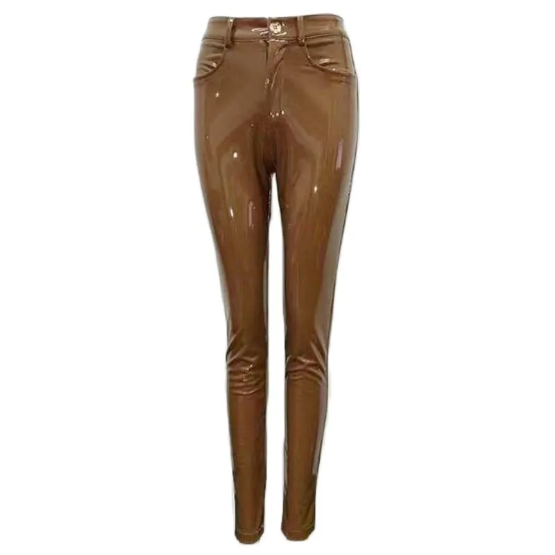 Elegant Stretch Leather Pants For Women