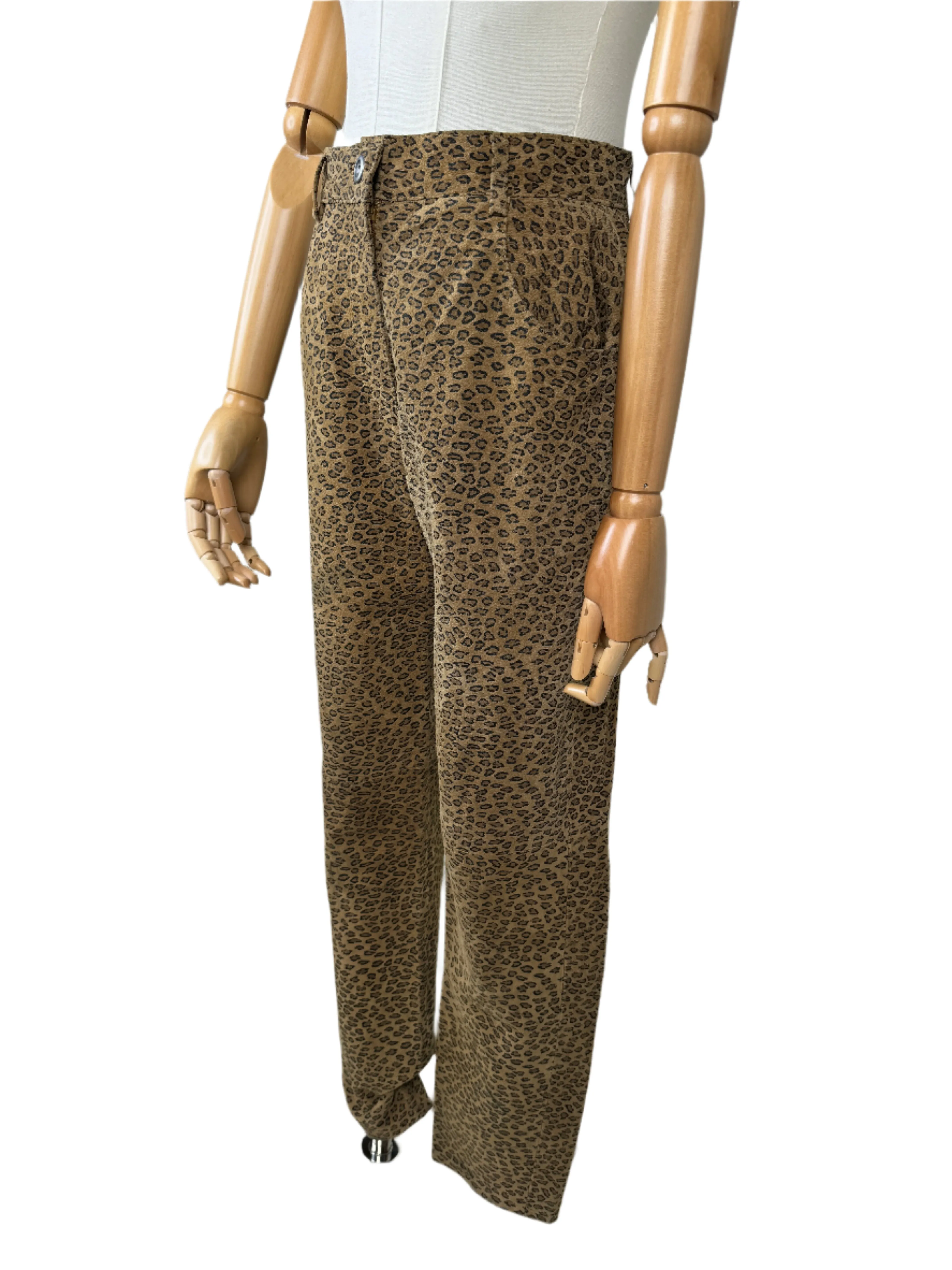 Forenza Leopard Print Leather Pants 1980s