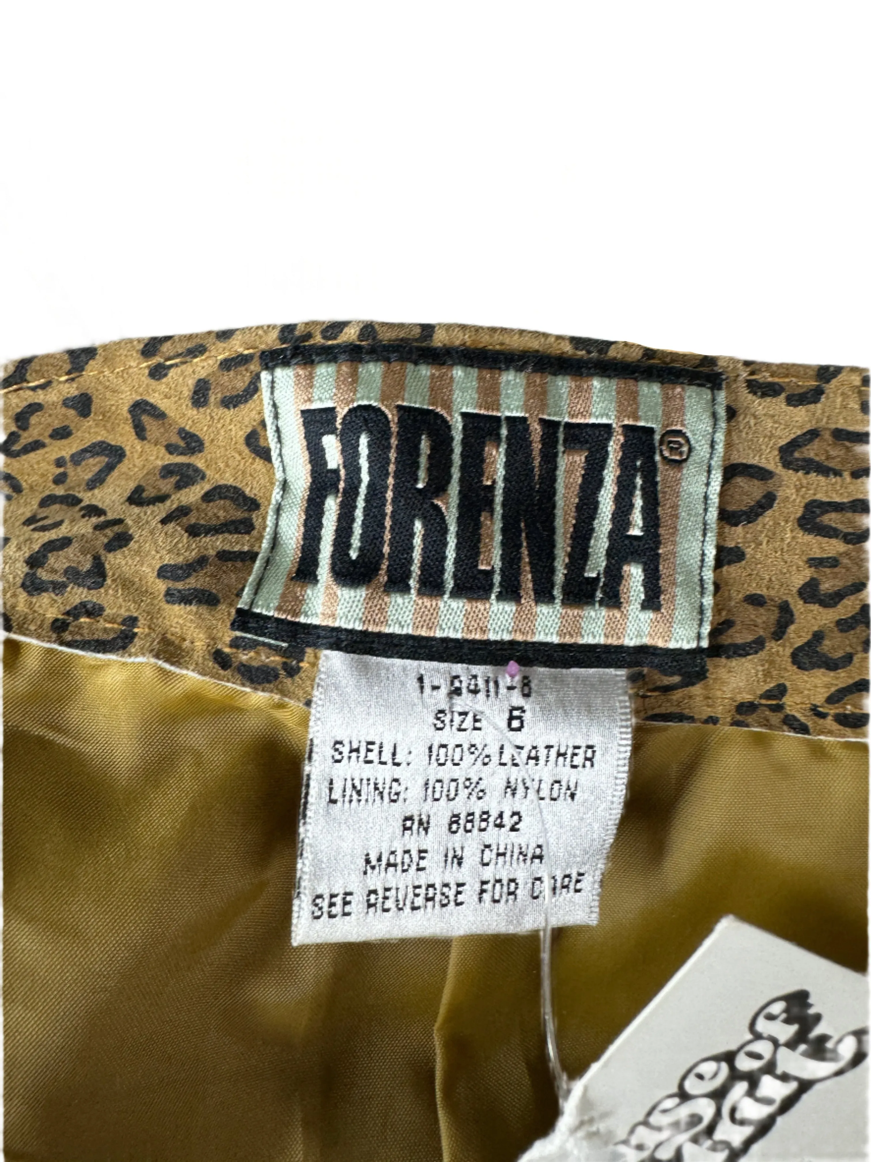 Forenza Leopard Print Leather Pants 1980s