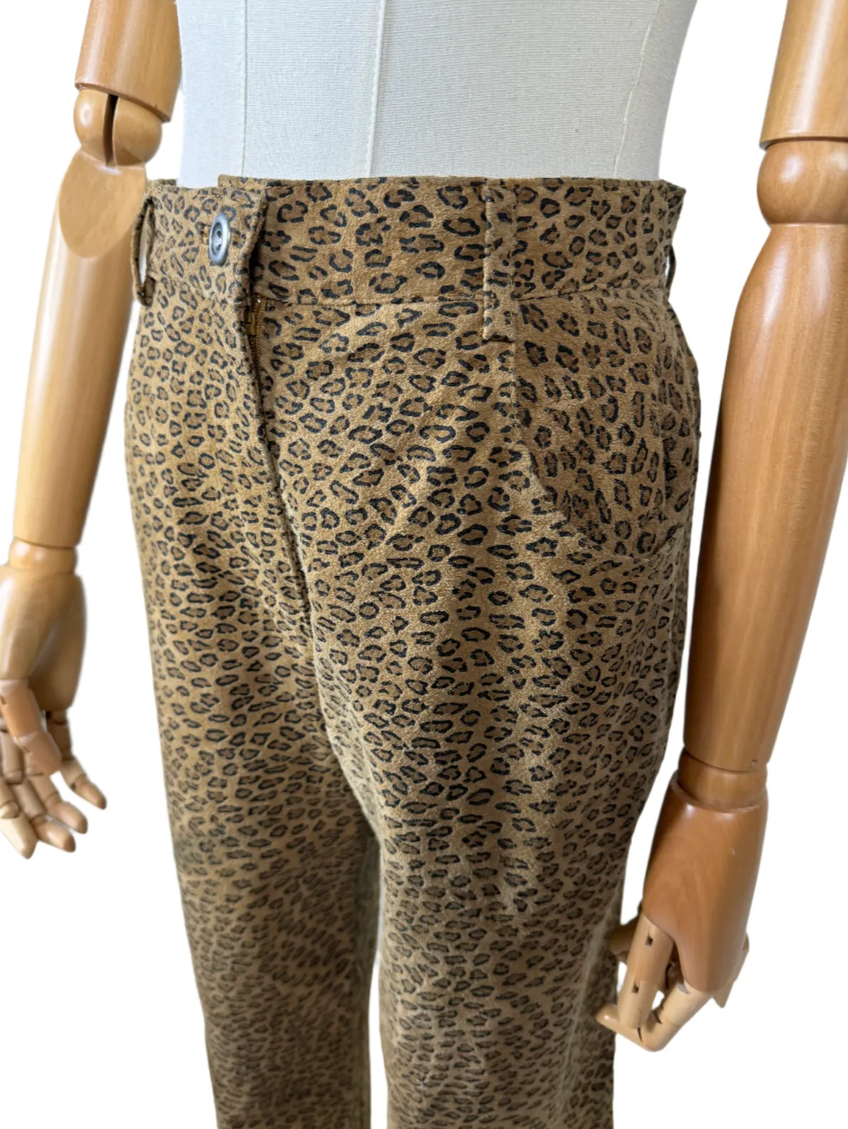 Forenza Leopard Print Leather Pants 1980s