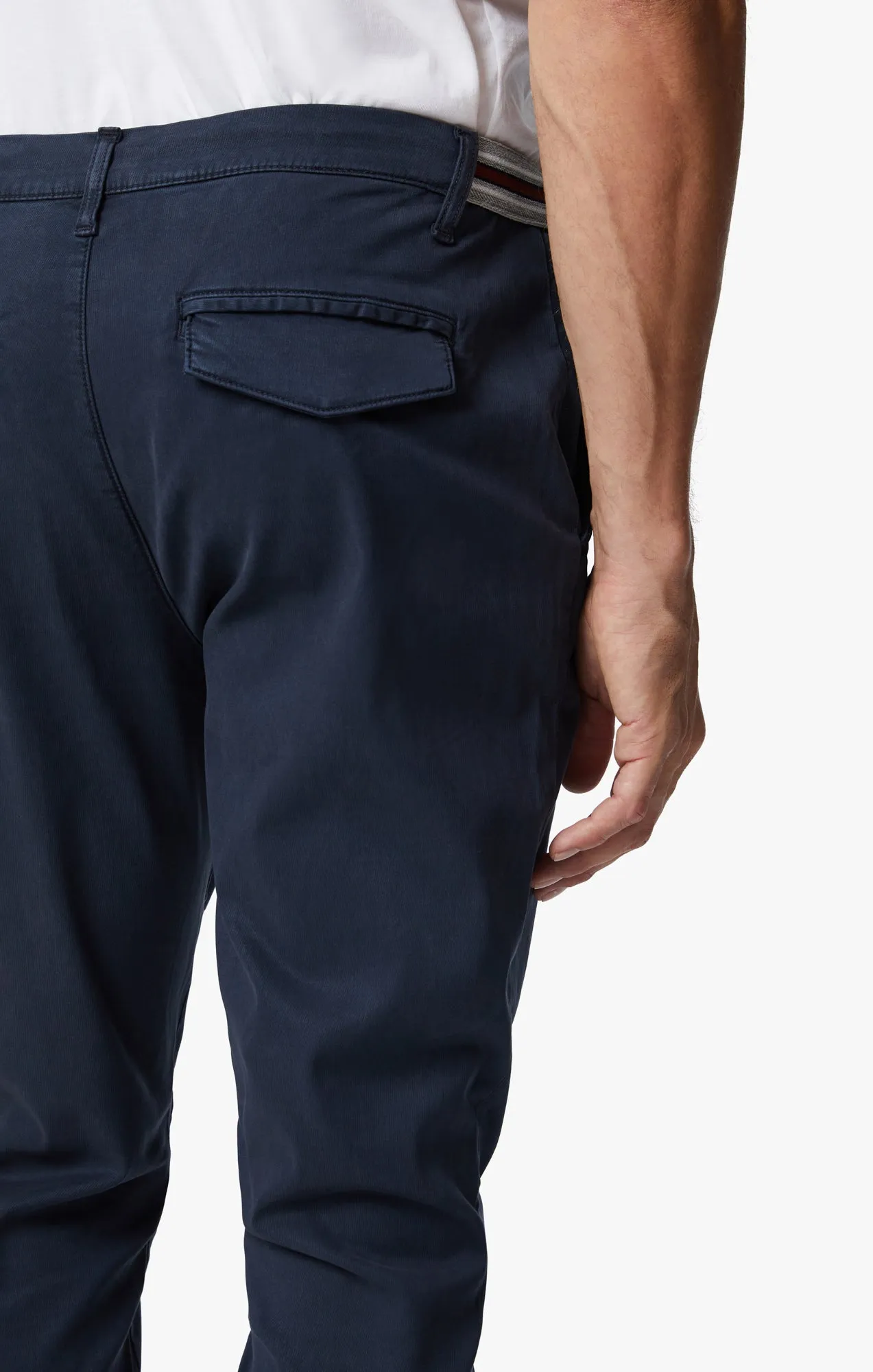 Formia Drawstring Chino Pants In Navy Soft Touch