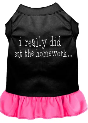 I Really Did Eat The Homework Screen Print Dress Black With Bright Pink Sm (10)