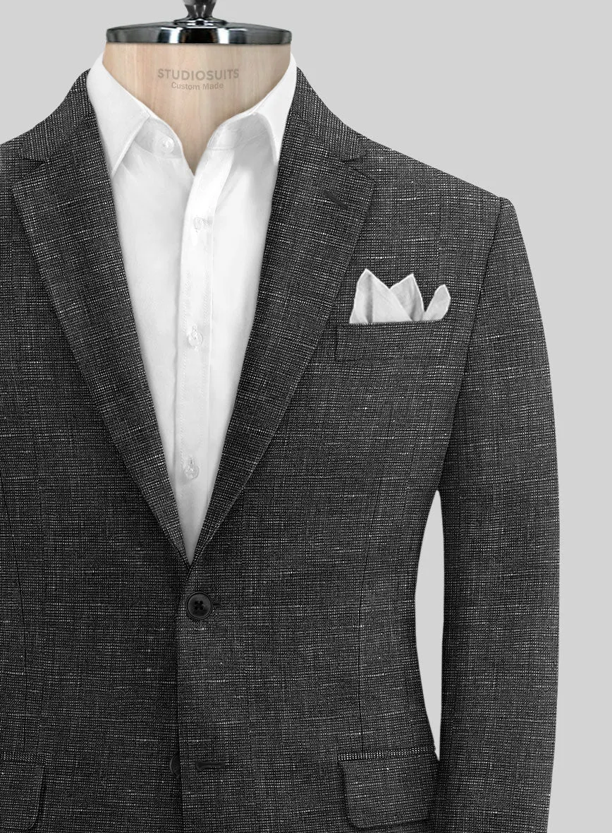 Italian Prato Black Chambray Linen Jacket