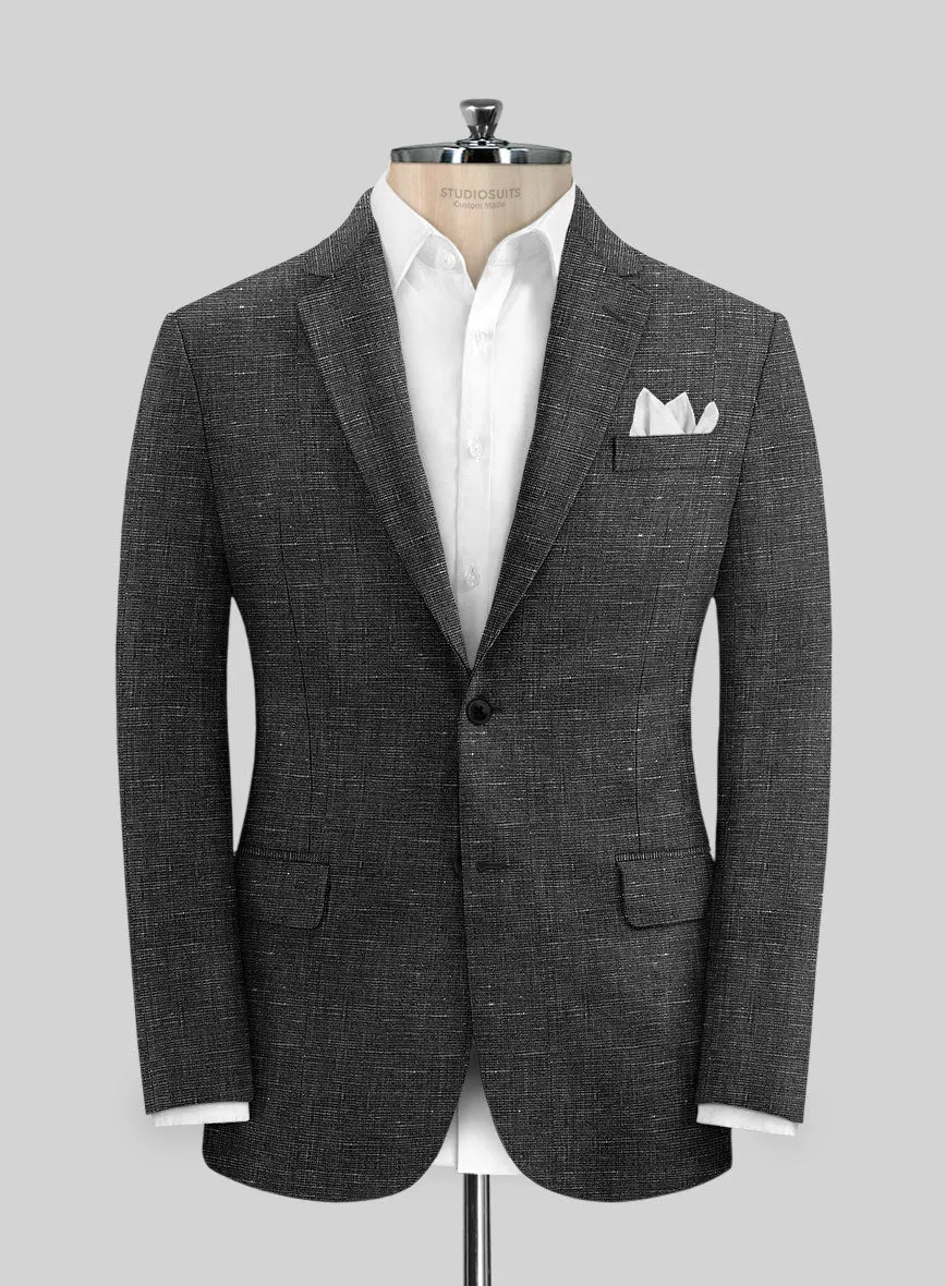 Italian Prato Black Chambray Linen Jacket