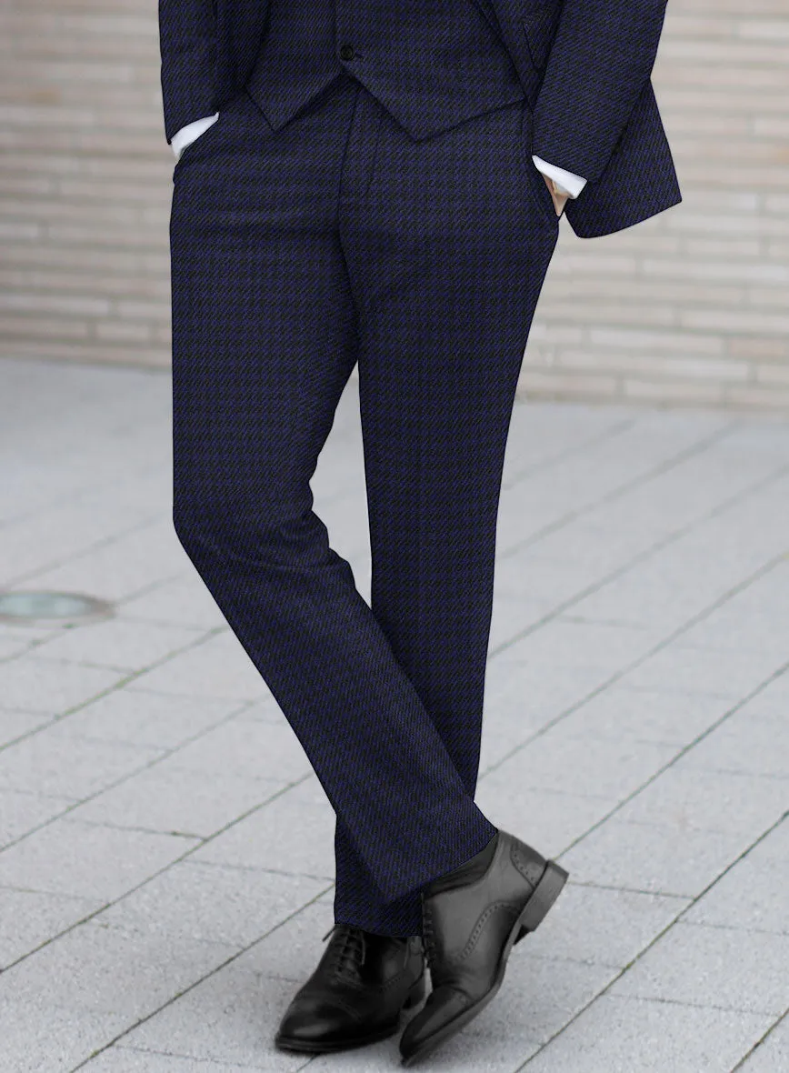 Italian Timas Navy Blue Houndstooth Flannel Pants