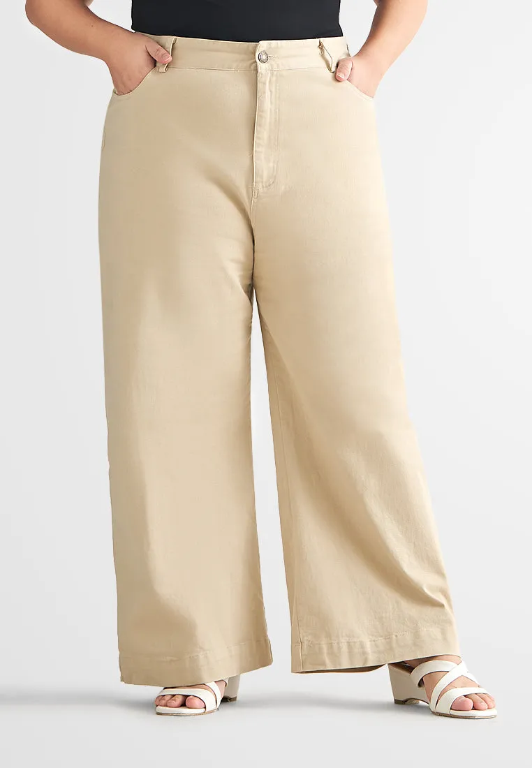 Jazz Soft Stretch Wide Leg Khaki Pants (202207)