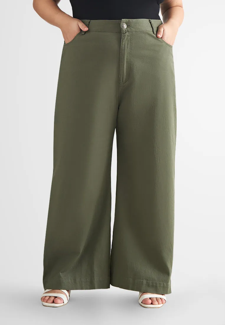 Jazz Soft Stretch Wide Leg Khaki Pants (202207)