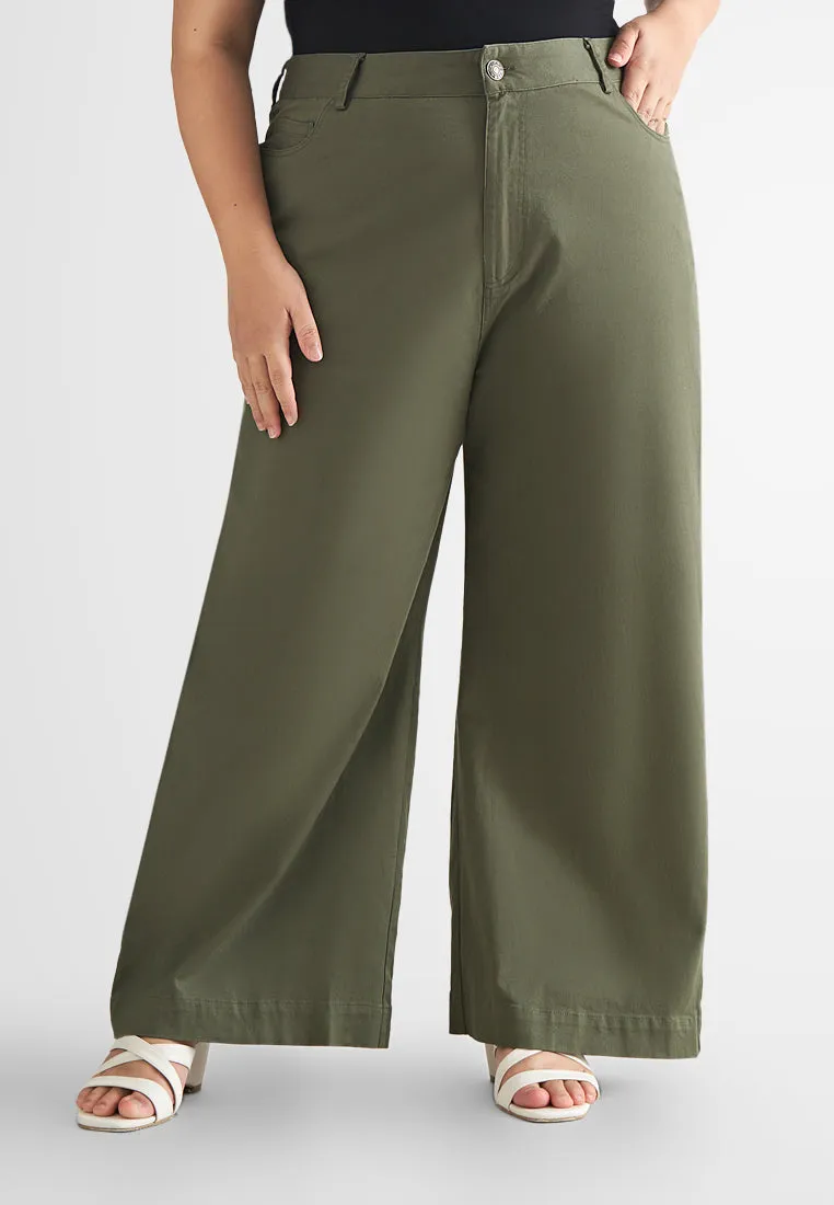 Jazz Soft Stretch Wide Leg Khaki Pants (202207)