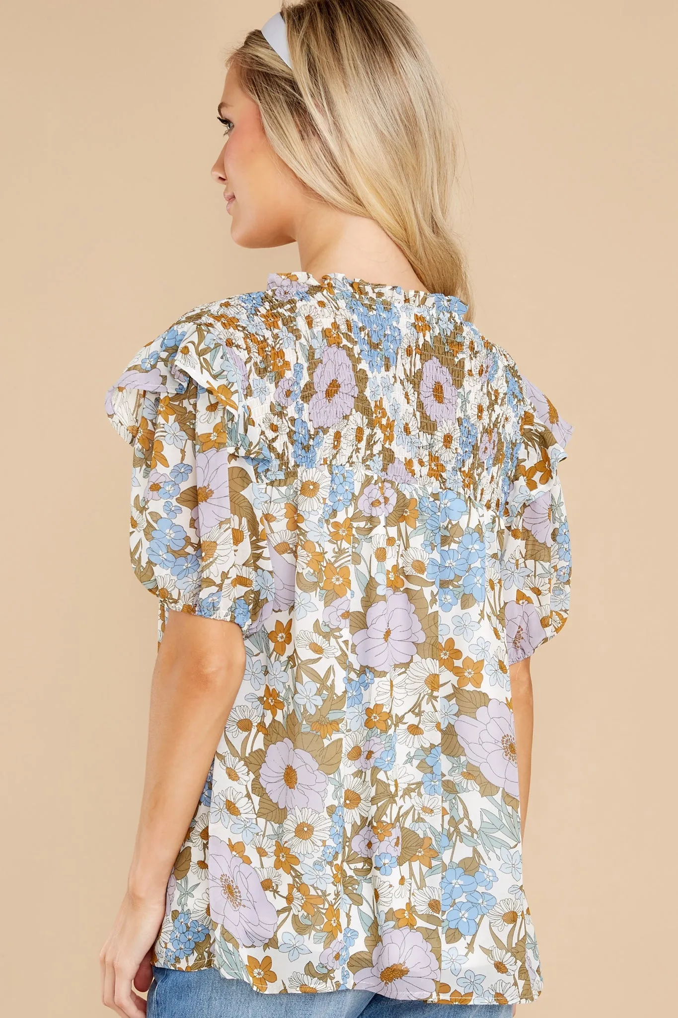 Keep Growing Lilac And Blue Floral Print Top