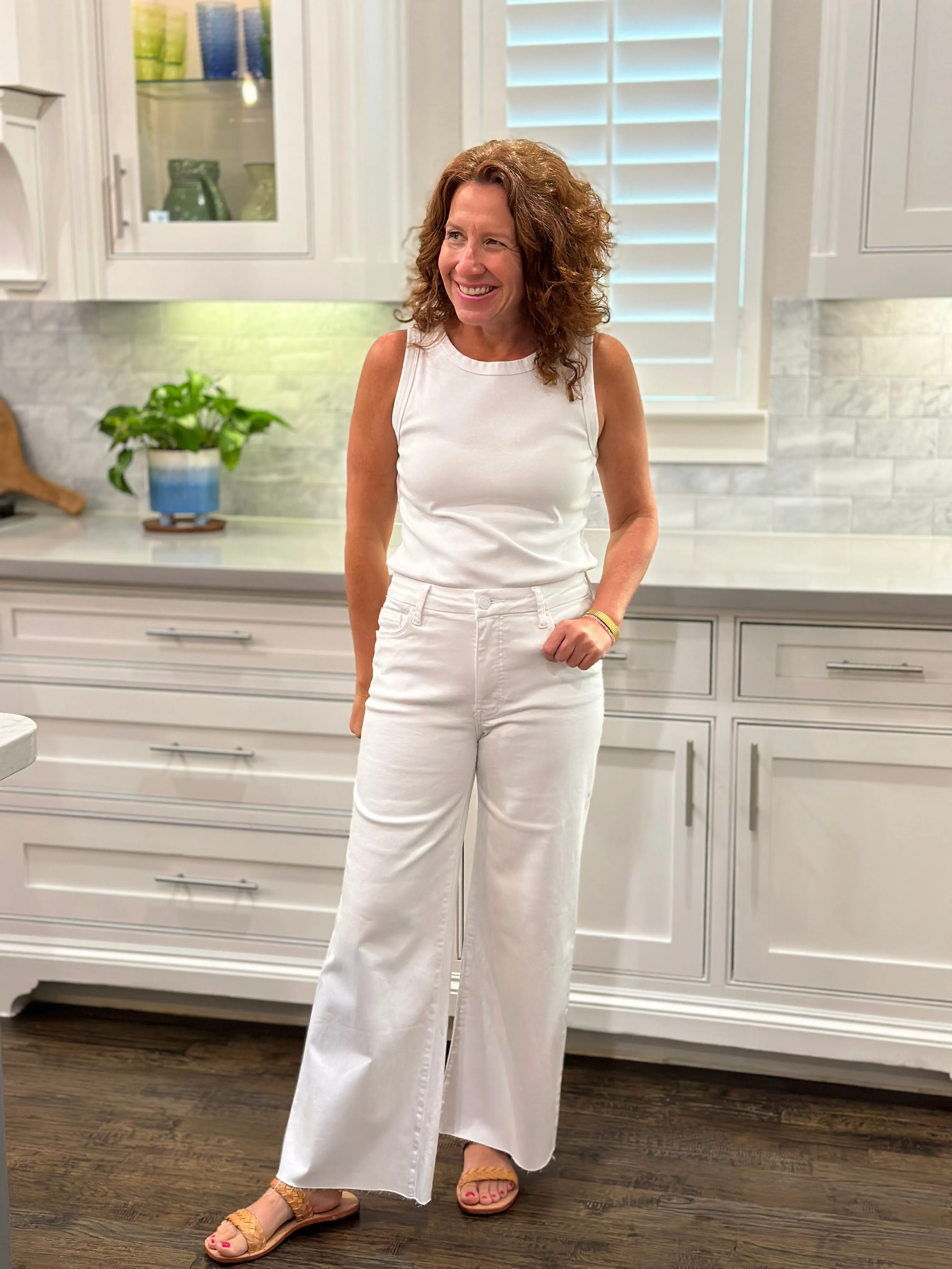 Kut from the Kloth Meg High Rise Wide Leg in Optic White