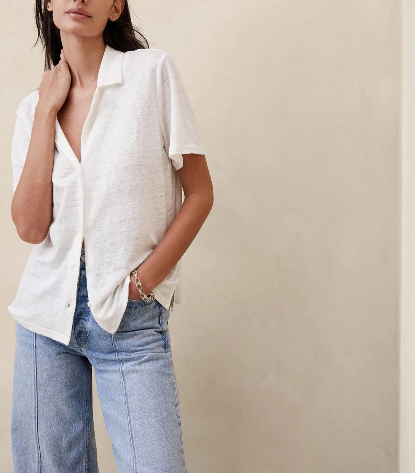 Linen Resort Shirt Iced Vanilla