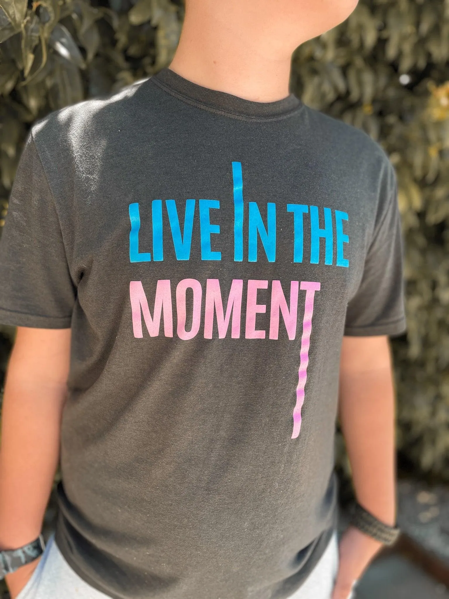 Live in the Moment Dark Gray Kids Tee