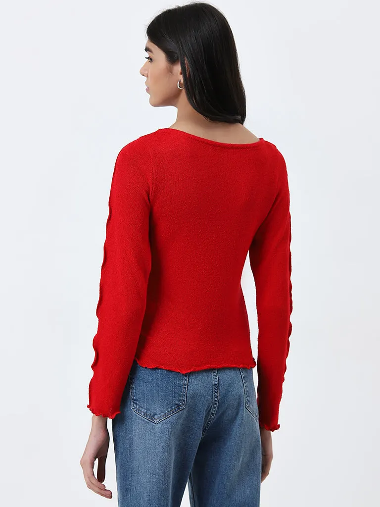 LOV Red Knitted Top