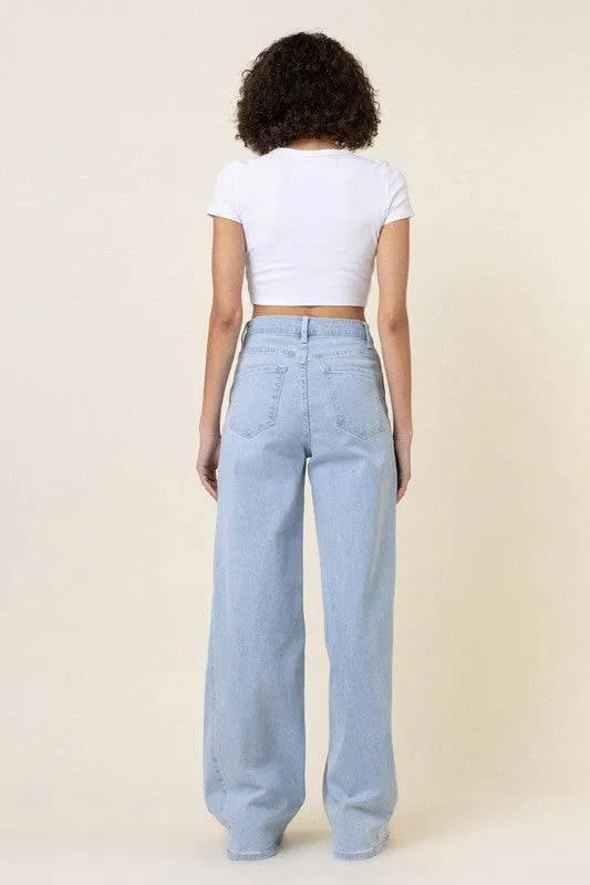 Low rider wide leg jeans