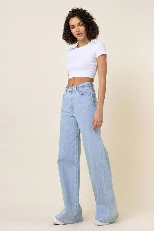 Low rider wide leg jeans