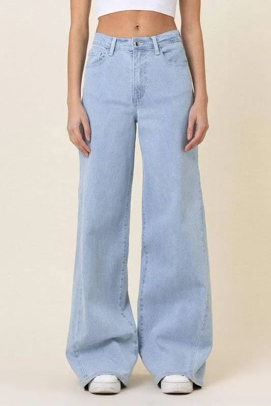 Low rider wide leg jeans