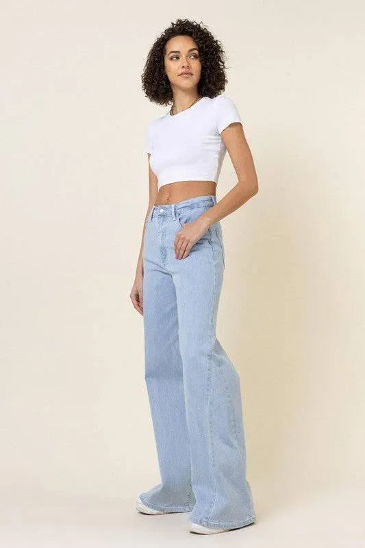 Low rider wide leg jeans