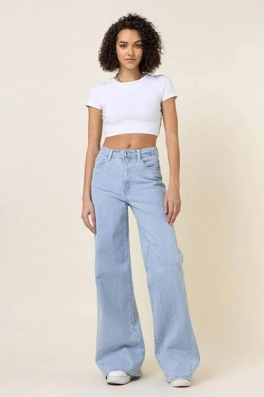 Low rider wide leg jeans