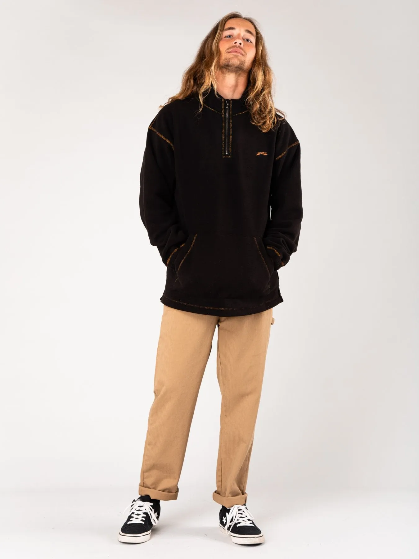 Lubricated Polar Fleece Quarter Zip - Black 1