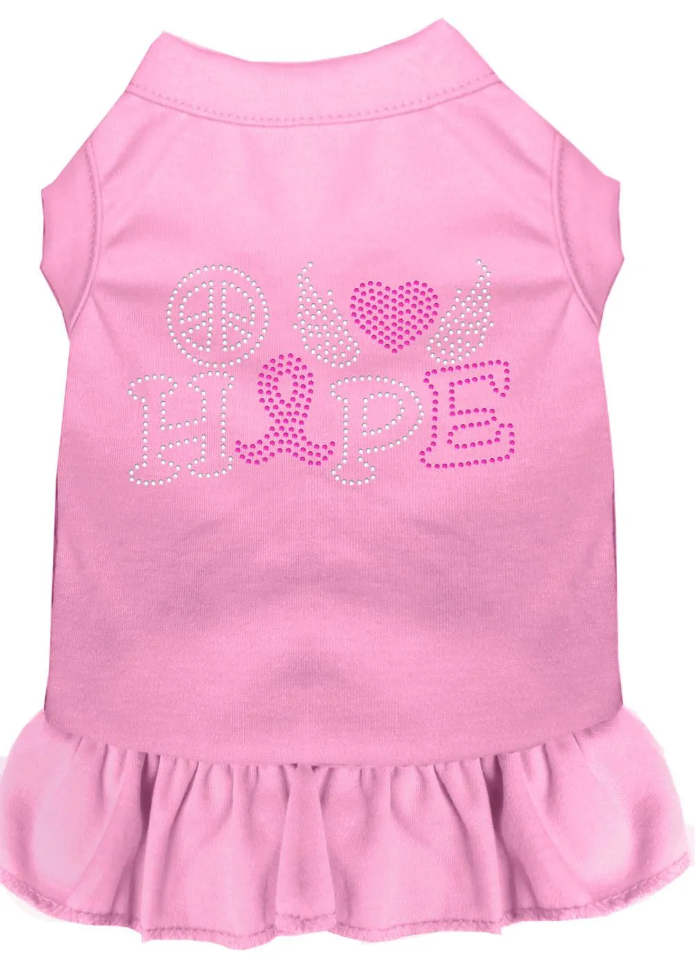 Peace Love Hope Breast Cancer Rhinestone Pet Dress Light Pink Lg (14)