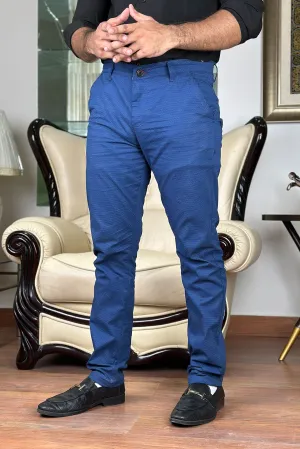 Premium Navy Self Textured Cotton Pants - 0124143