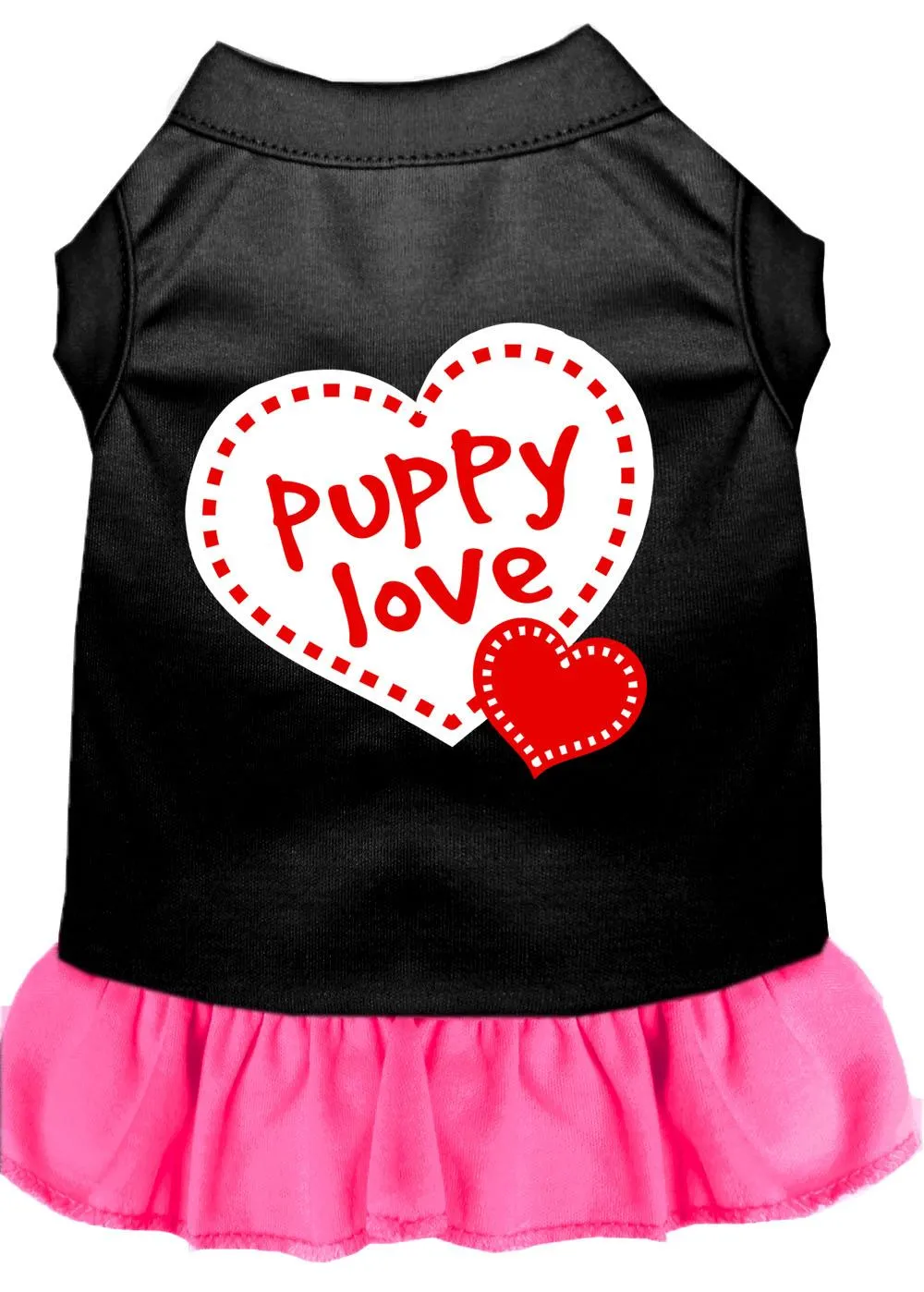 Puppy Love Screen Print Dress Black With Bright Pink Xs (8)