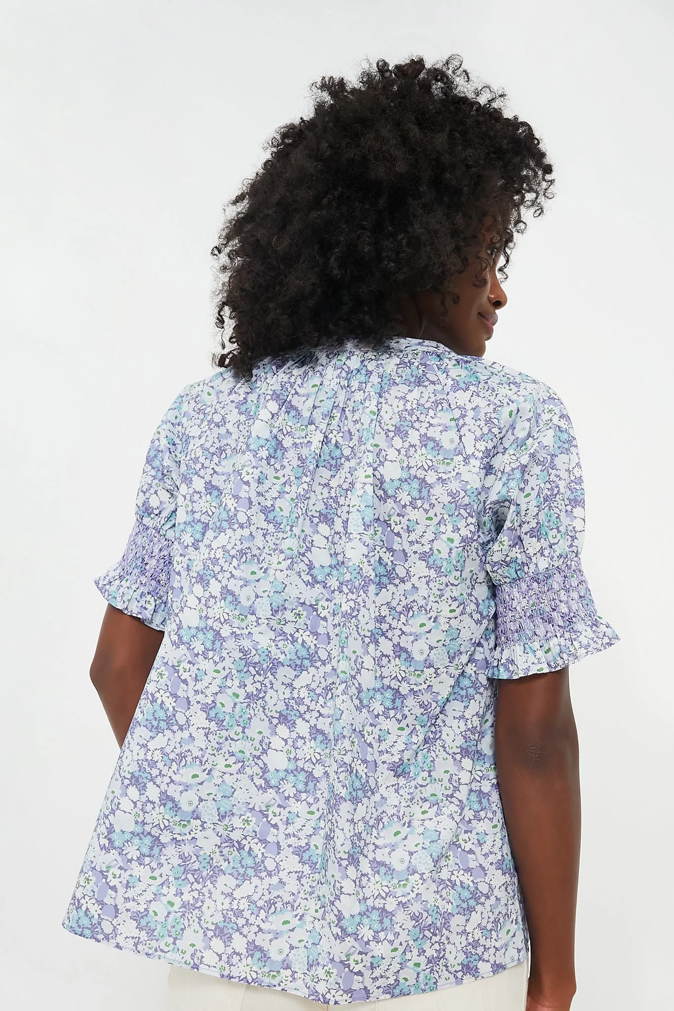 Purple and Blue Floral V-Neck Colleen Blouse