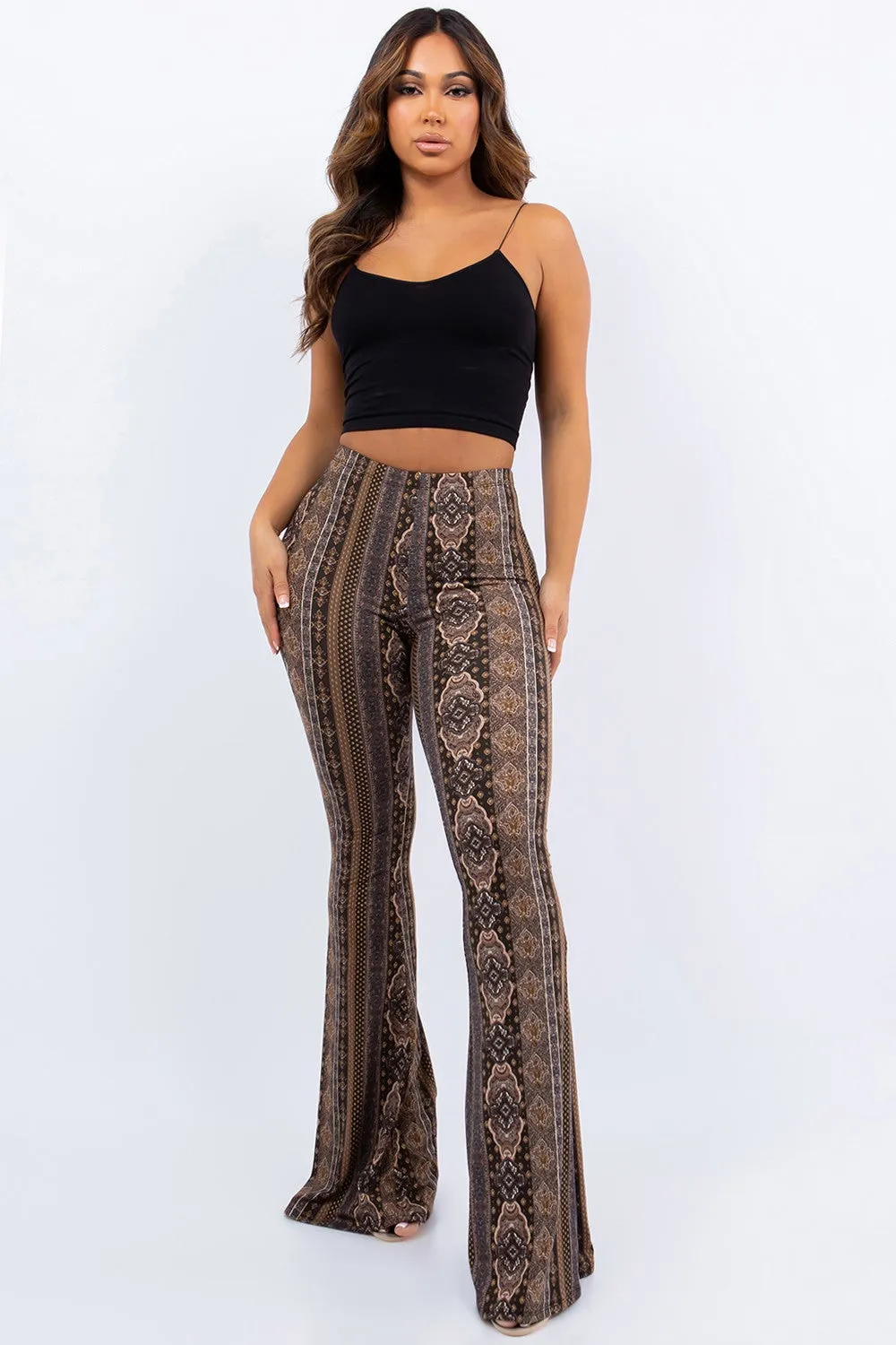 Raw Moda BOHO BAROQUE PRINTED FLARED PANTS