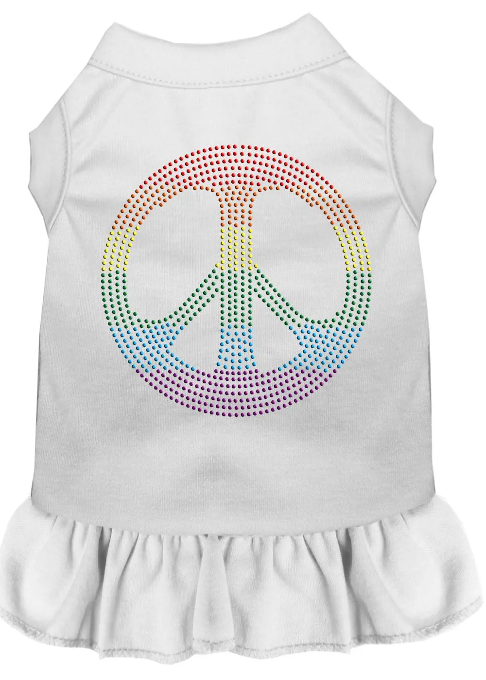 Rhinestone Rainbow Peace Dress White Xs (8)